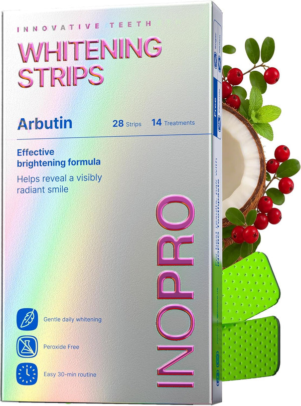 Teeth Whitening Strips 14 Treatments Kit - Enamel Safe Teeth Whitener, Peroxide-Free, Green White Strips for Teeth Whitening with Arbutin, Coconut Oil, Deep Stains Removal (28 Strips)
