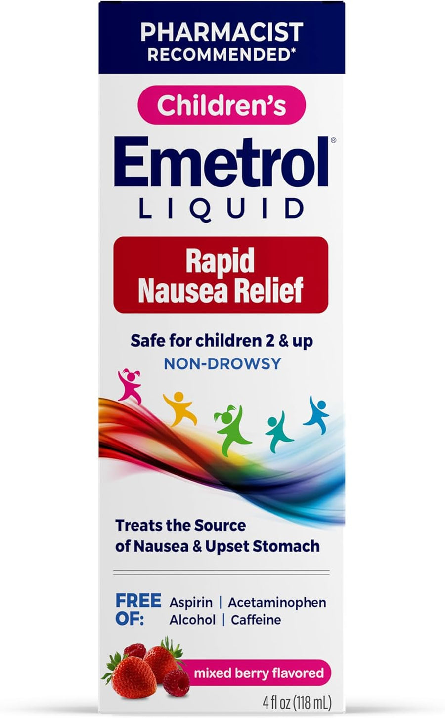 Children'S Non-Drowsy Nausea Relief - Liquid Nausea Medicine for Upset Stomach - Nausea Relief for Kids - Mixed Berry Flavor - 4Fl Oz