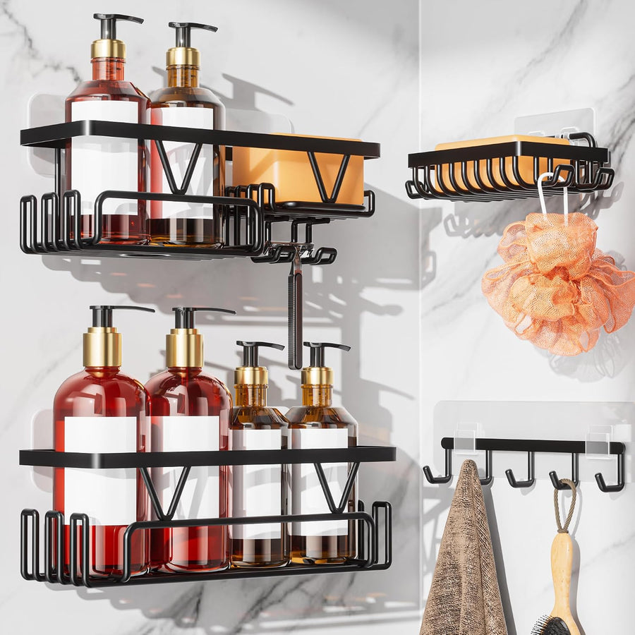 4-Piece No-Drill Adhesive Shower Caddy Set