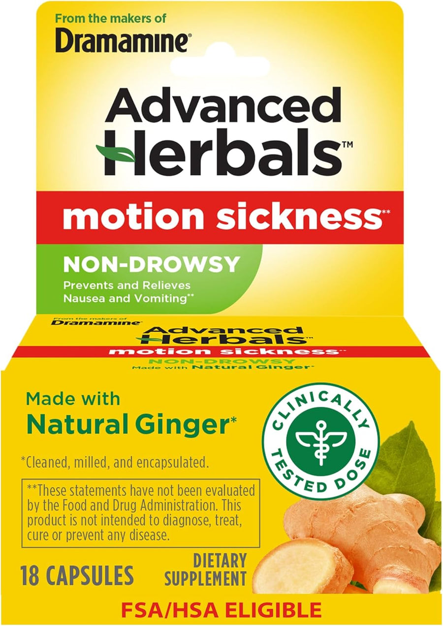 From the Makers of , Advanced Herbals with Natural Ginger, for Nausea Relief, Morning Sickness Relief & Motion Sickness Relief during Travel, 18 Capsules