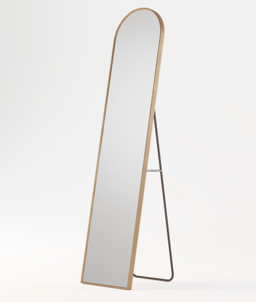 Arched Floor Mirror in Brushed Gold Frame